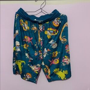 Nickelodeon Blue Athletic Shorts with Cartoon Characters